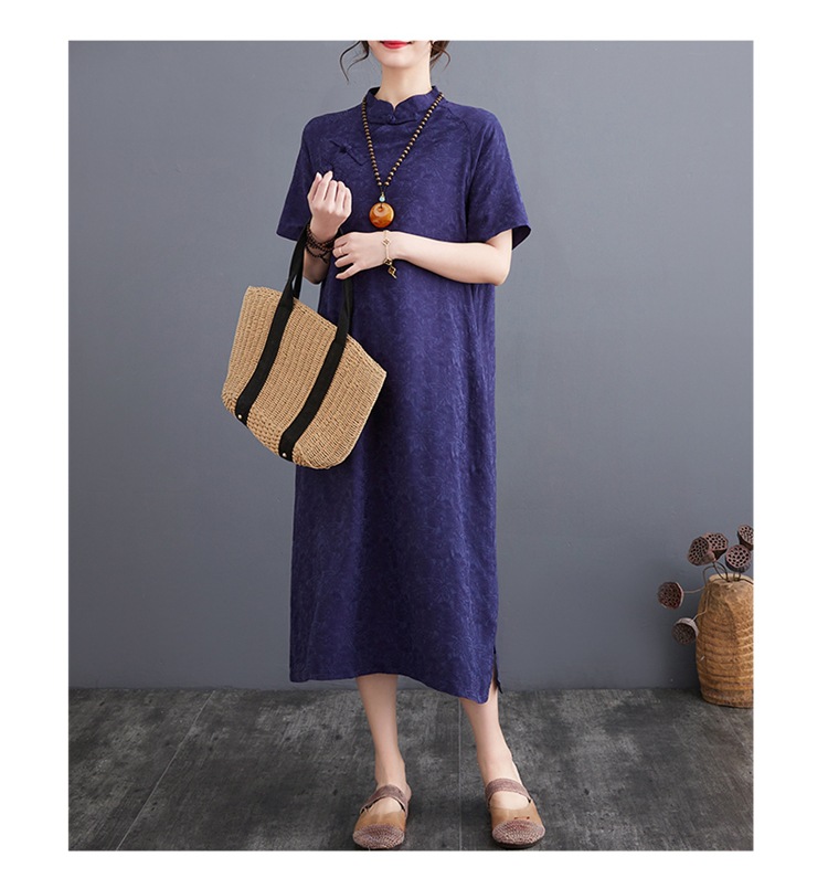 Plus-size Linen Muslim Dress With Button-up Detail And Vintage Style_voghion.com