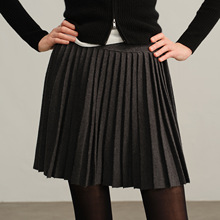扬子纱可机洗精纺100%纯羊毛百褶裙女短款高腰A字裙百搭裙子外穿