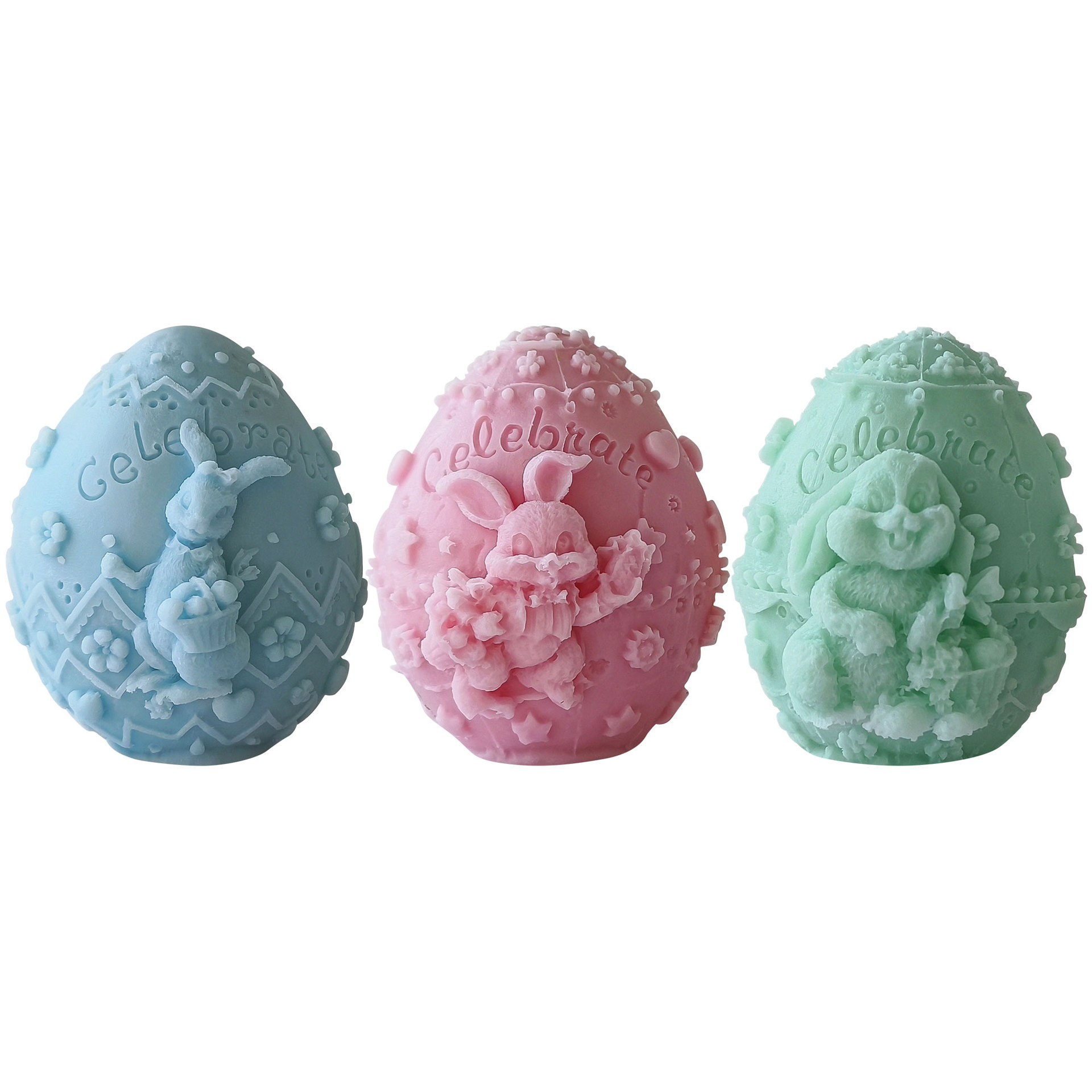 Alivio de dibujos animados orejas verticales huevo conejo vela molde DIY aromaterapia fragante piedra regalo a mano decoración yeso herramienta abrasiva