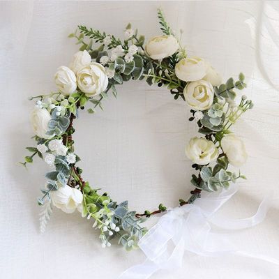 ins Department of Forestry Flower bride Garland Headdress on vacation Accessories Wedding photography Photo Green plant wedding Hairdressing