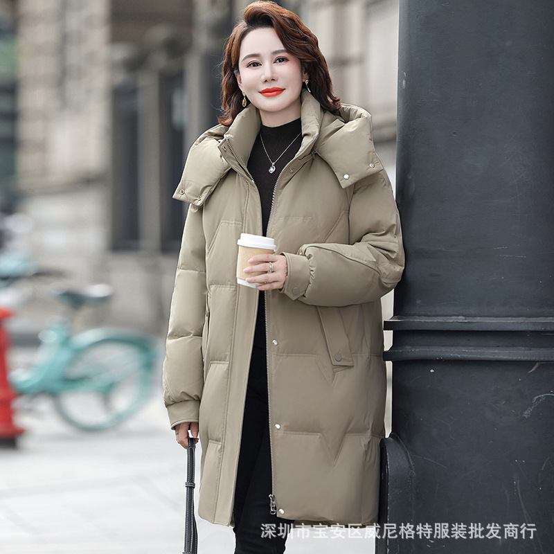 Genuine Brand Mid-Length down Jacket for Women 2024 Winter New Classy Fashion Korean Style Age-Reducing Large Size Cold-Proof Jacket