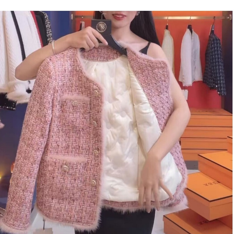 Spring Socialite Style High-End Tweed Short Coat for Women, Early Spring Chanel-Style Thickened Jacket Top