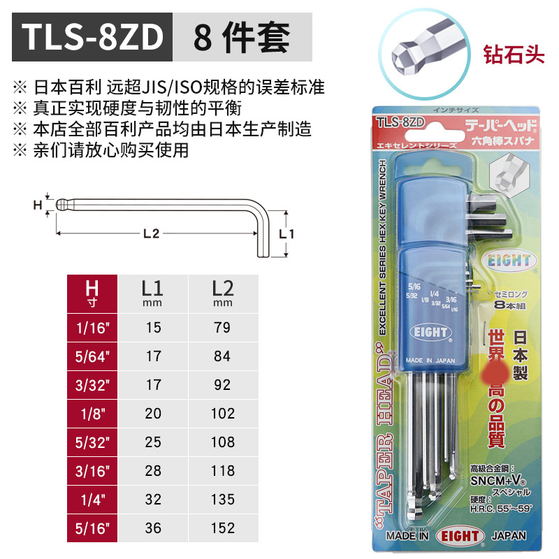 Набор шестигранников Baileys TLS-8ZD дюймовый