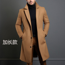 跨境外贸新款秋冬男士长裤毛呢大衣外套单排扣英伦风呢子风衣男潮
