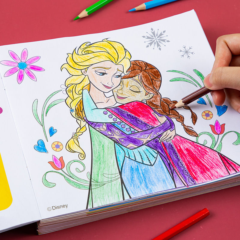 Children's Elsa Princess Coloring Book for Girls Aged 3 to 6, Frozen Painting Book with Oil Pastels, Cartoon Mechanics Sea Children's Elsa Princess Coloring Book for Girls Aged 3 to 6, Frozen Painting Book with Oil Pastels, Cartoon Mechanics Sea