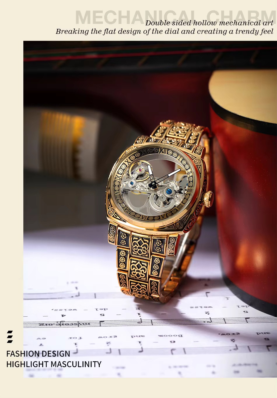 Forsining Vintage Automatic Mechanical Watch For Men Carved Style_voghion.com