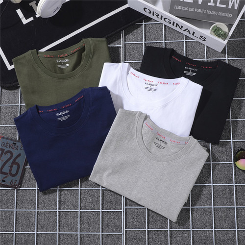 Men's New Short-Sleeve T-Shirt, Solid Color, Versatile Unisex, Loose-Fit, Crew Neck, Trendy Korean-Style Base Layer for Teens