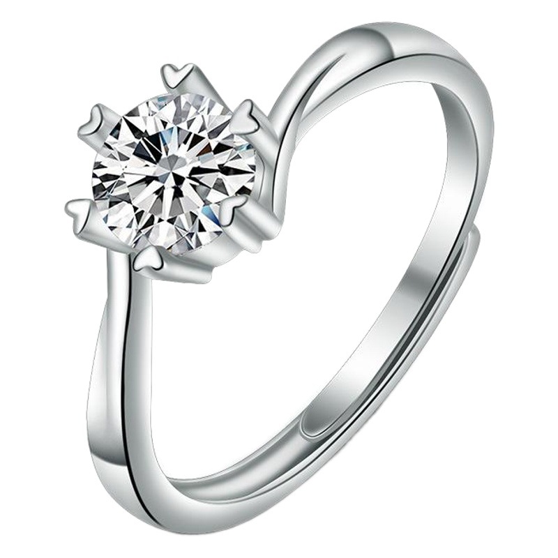 Joyería de estilo japonés y coreano anillo femenino en forma de corazón elegante anillo de cola anillo de amor simple de seis garras fuente femenina fábrica al por mayor