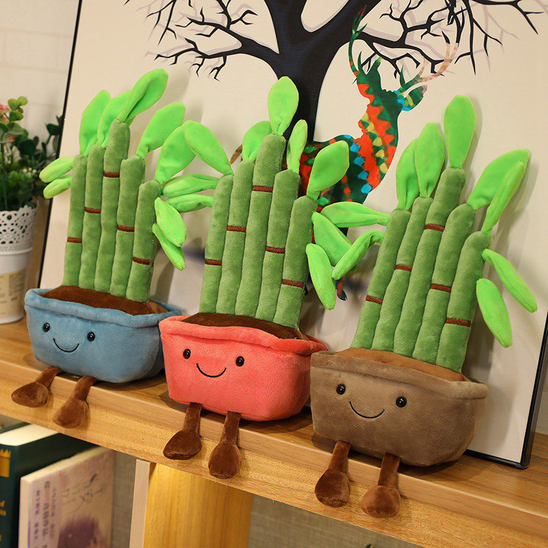 Torta musicale Peluche Giocattolo realistico Divertente ornamento vegetale Albero di pino Bambù portafortuna Decorazione per casa e soggiorno Bambola Giocattolo di peluche_voghion.com