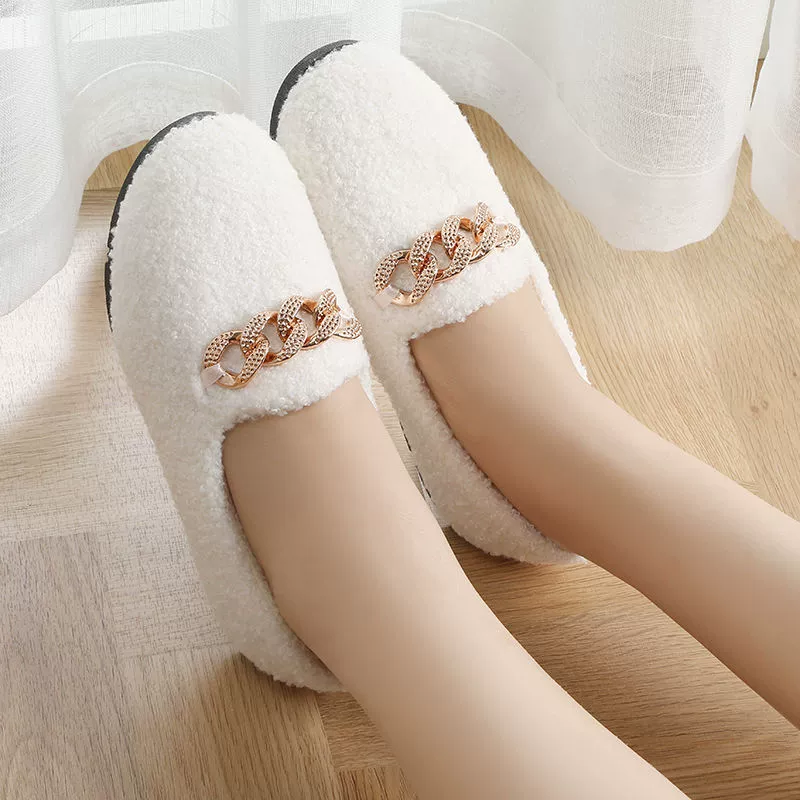 Demi‑season warm slippers, PVC upper, suede‑effect and faux‑fur trim, Korean style, sizes 36–40