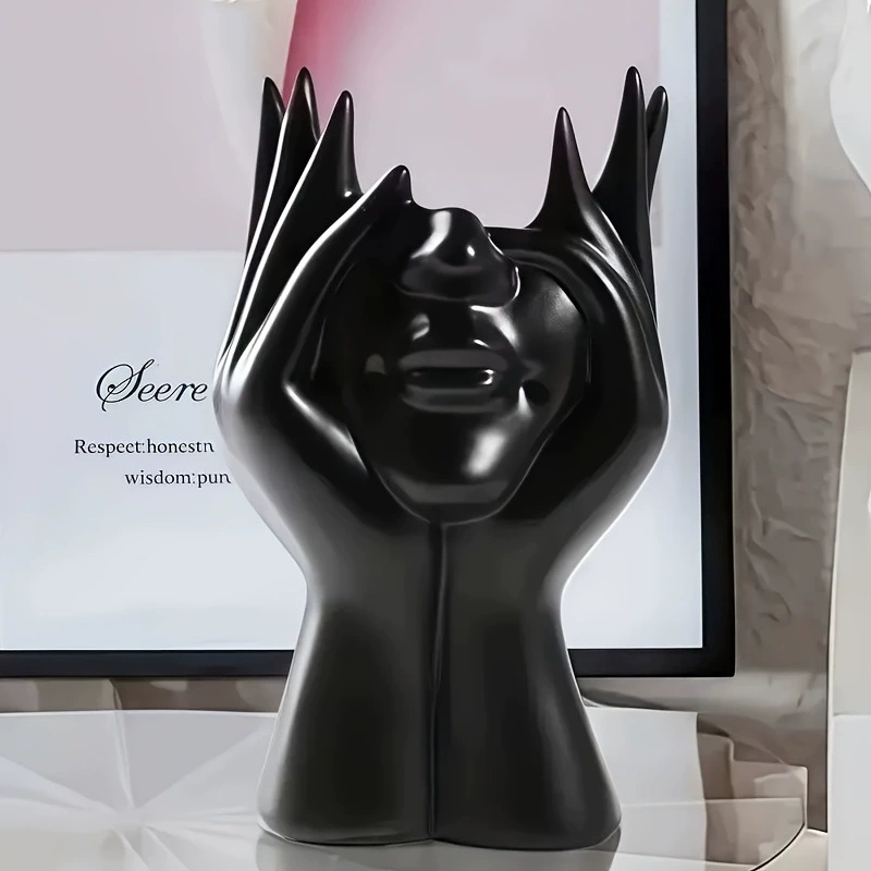 Держатель для кистей для макияжа, в виде лица, белый, 17×11×7,5 см