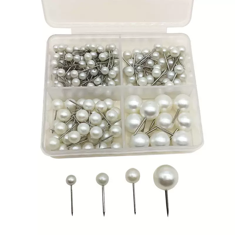 大成多规格珠光白色圆球钉地图钉软木板办公固定大头针图钉组合装