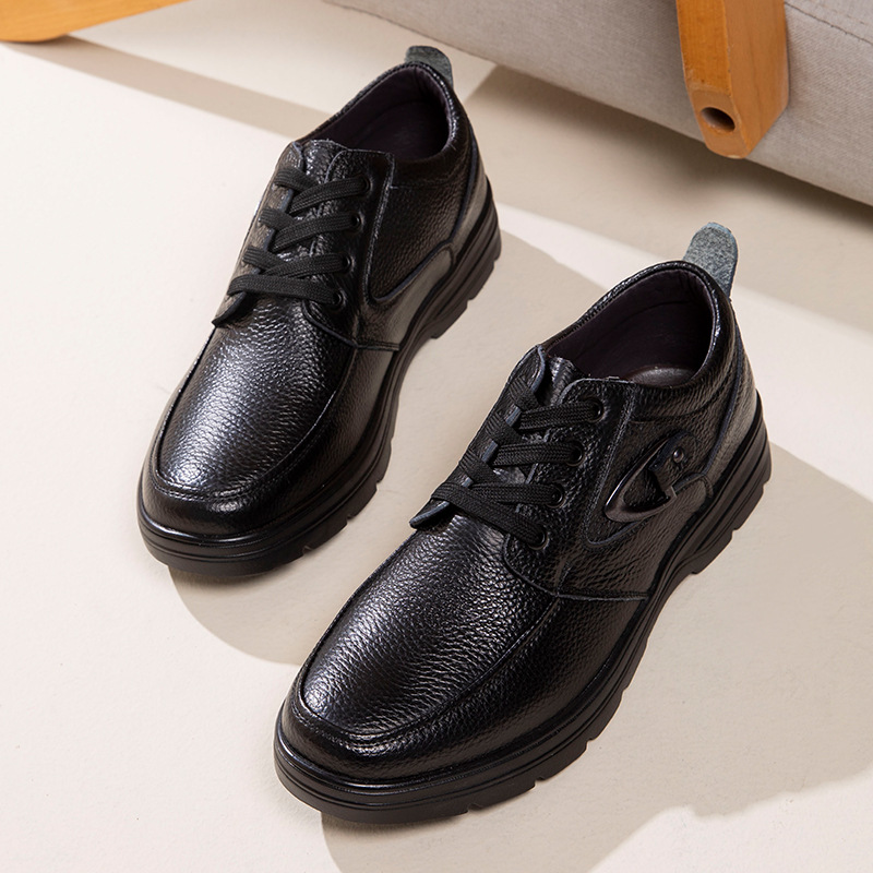 皮鞋男2025款软底软面真皮男士大码皮鞋中老年健步鞋防滑老人爸爸
