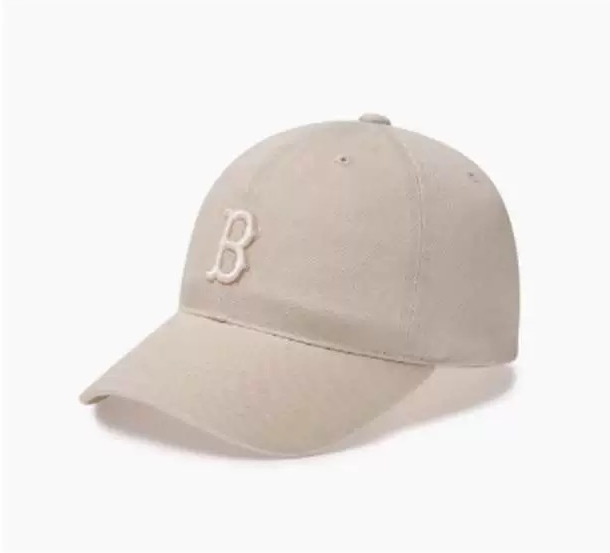 피크 캡 - 거친 질감의 디스트레스드 오프화이트 B 라벨
