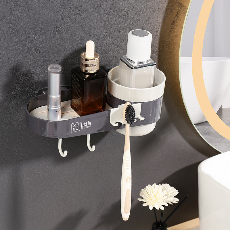 No-Punch Bathroom Storage Rack, Traceless Wall-Mounted Toiletries Rectangular Toilet Storage Rack