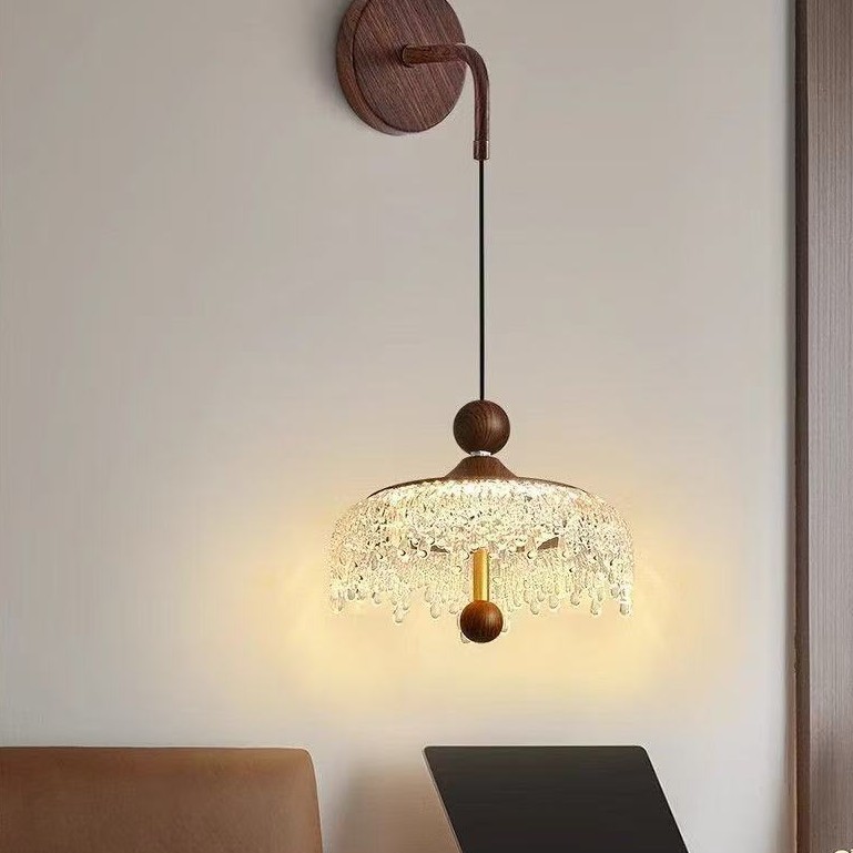 Pasillo comedor iluminación de madera sala de estar de nuez simple pasillo medieval decoración de lámpara grúa de melocotón