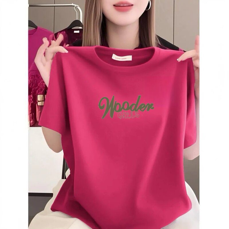 Clearance of Foreign Trade Short-Sleeve T-Shirts for Women, Loose Fit, Plus Size, Casual, Slimming, Letter Print, Fashionable Tops, Mom Style Clearance of Foreign Trade Short-Sleeve T-Shirts for Women, Loose Fit, Plus Size, Casual, Slimming, Letter Print, Fashionable Tops, Mom Style