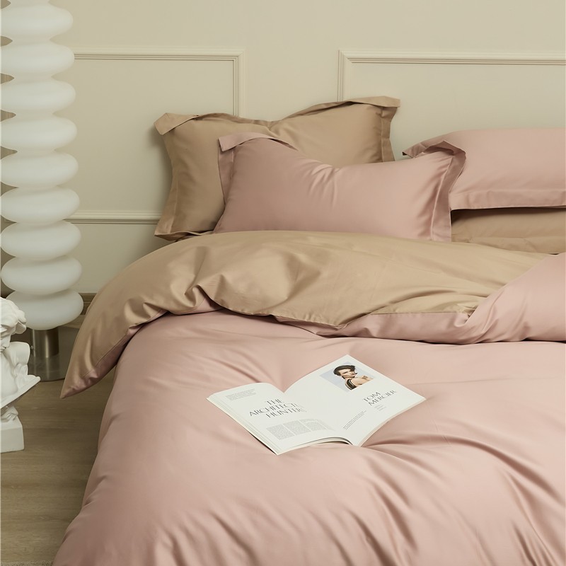 New 100S Long-staple Cotton Cotton Four-piece Set Simple Nordic Style Solid Color Pure Cotton Bed Sheet Bed Cover Spring and Autumn