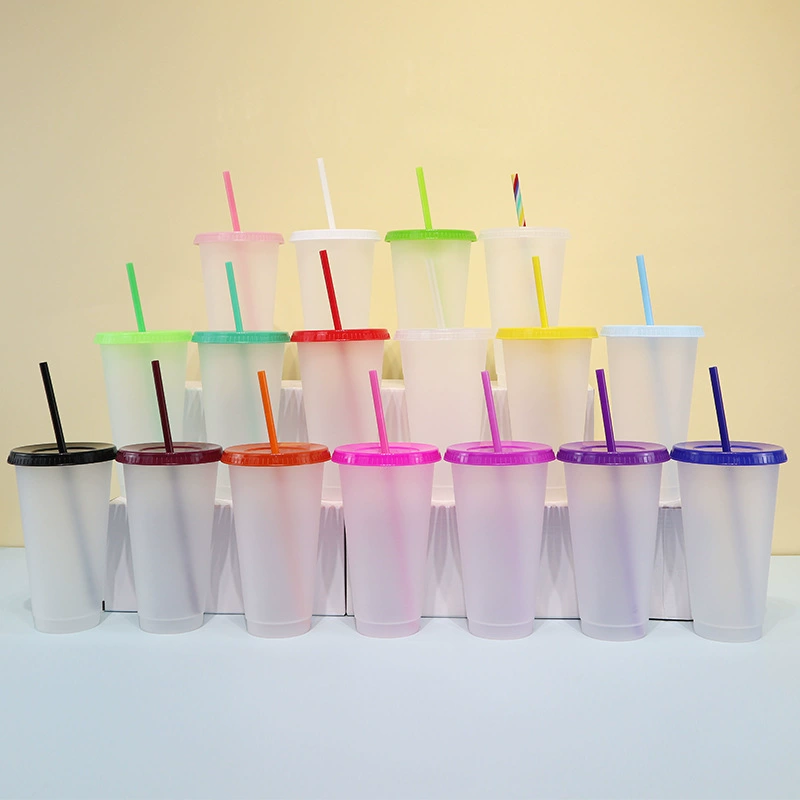 Plastic transparent matte capacious handheld glass with glass