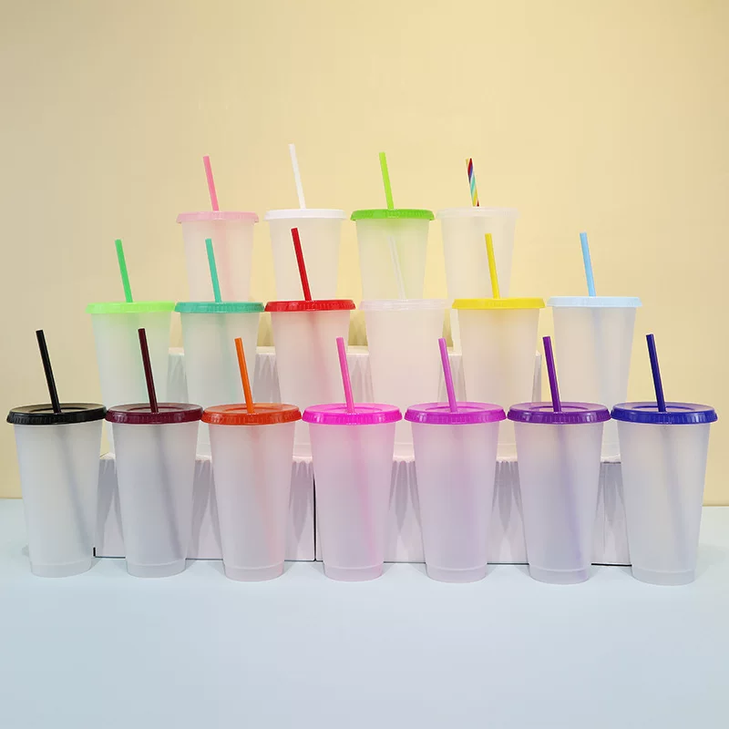 Plastic transparent matte capacious handheld glass with glass