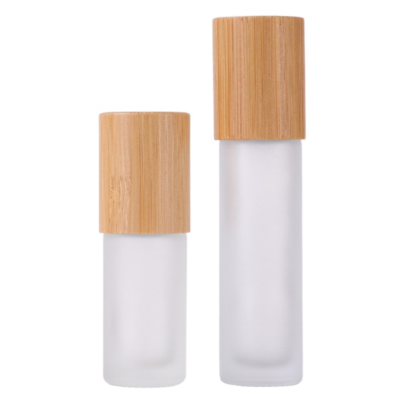 Cubierta de bambú botella de bola de rodillo 10ml botella de cuentas botella de perfume de vidrio sub-botella 5ml botella de aceite esencial letras láser en stock