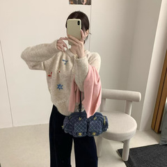 苏珊 手工绣花针织开衫女2025秋冬款韩系温柔风甜美百搭毛衣27721