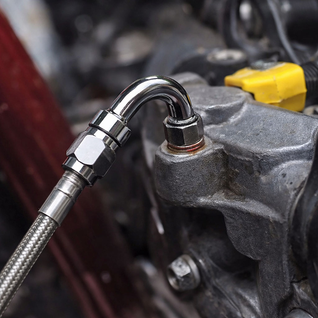 M10 Stainless Steel Brake Hose Fish-Eye Connector 0 Degree/90 Degree Crimped Brake Oil Pipe Hydraulic Connector