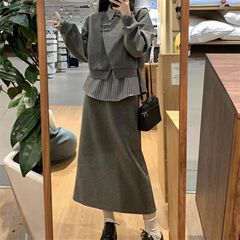 入秋高级感韩系穿搭套装裙女秋新款一整套大码减龄气质时尚两件套