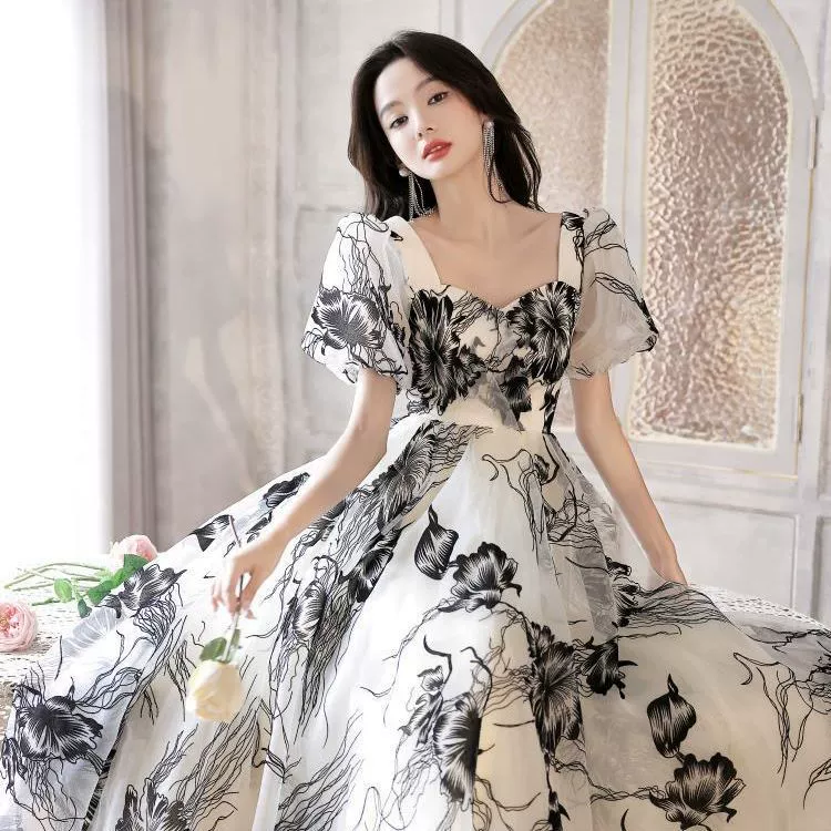 Вечернее платье, французский стиль, puff sleeves