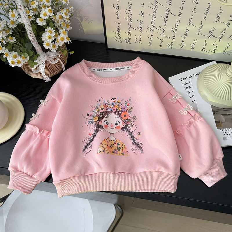 Girls 2025 Autumn Sweater New Cotton Baby Princess Cartoon Long Sleeve Spring and Autumn Top Round Neck Fashionable Girls 2025 Autumn Sweater New Cotton Baby Princess Cartoon Long Sleeve Spring and Autumn Top Round Neck Fashionable