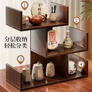 桌面茶杯收纳置物架小型博古架新中式紫砂壶摆件架茶具摆放展示架