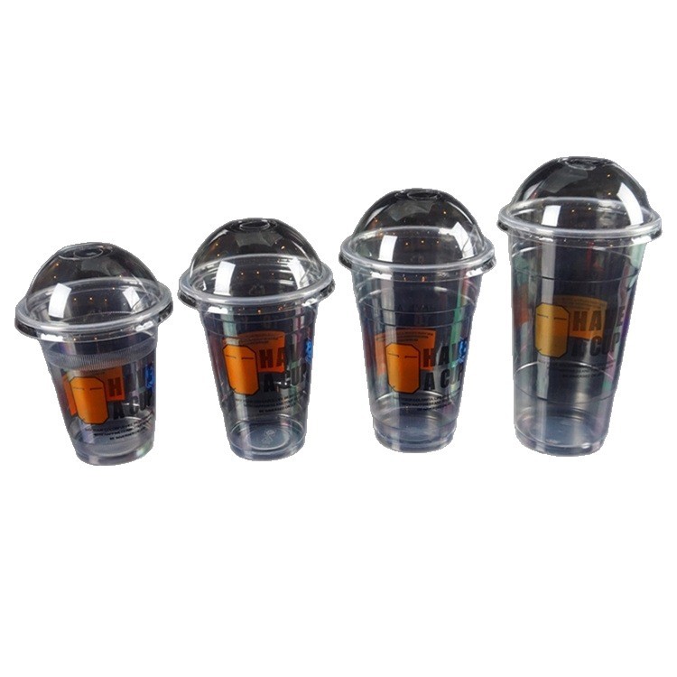Plastic disposable tea cup, glass, set, cover, straw