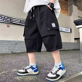 童装夏季工装短裤男童宽松中大童薄款五分裤洋气炸街多口袋短裤男