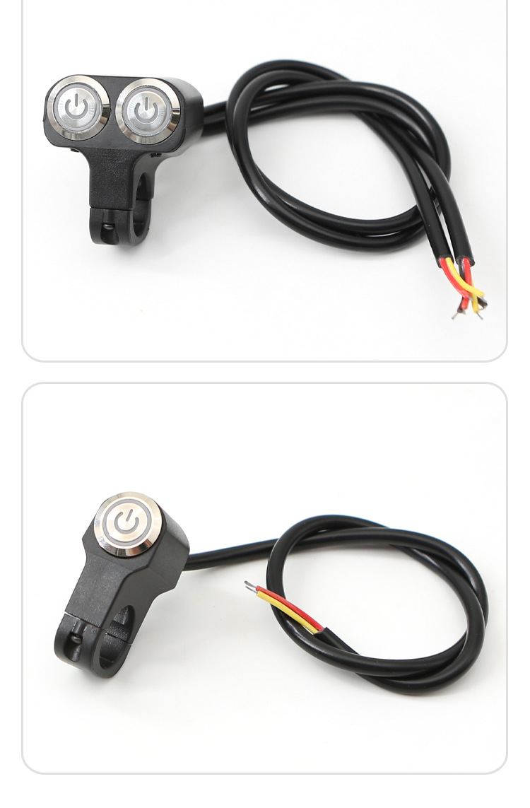 Universal Electric Vehicle Modification Switch with Single/Double Button, Headlight Electrical Self-Locking Dual-Head Motorcycle Switch