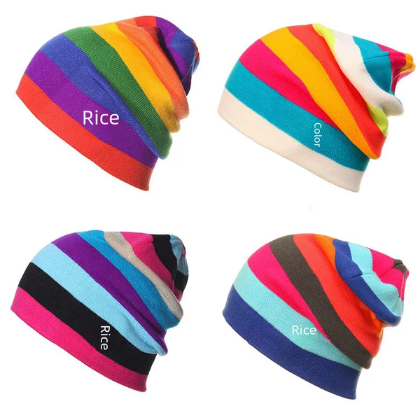 1528 Outdoor Snowboard Knitted Hip Hop Hop Heap Riding Skating Hat Ski Hat Rainbow Hat