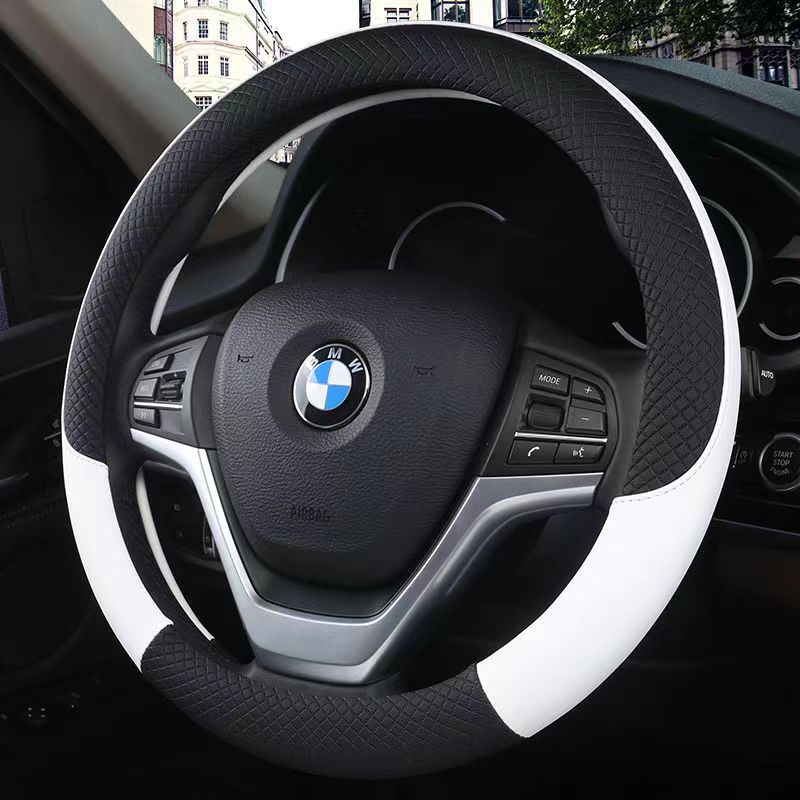 Car Steering Wheel Cover Leather Cover Universal for All Seasons Small Checkered Pattern Factory Direct Universal Type