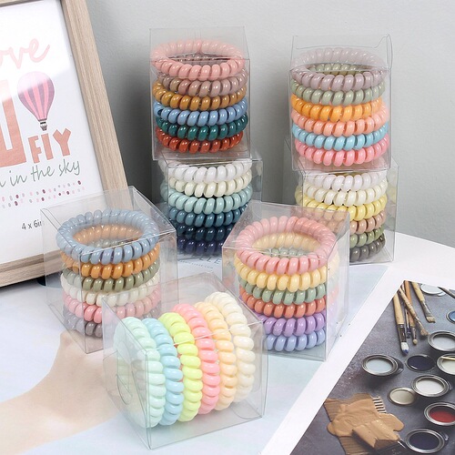 Cross-border fashion hair accessories basic large phone cord hair ties 6 boxed hair ropes for washing and ponytail rubber bands A21
