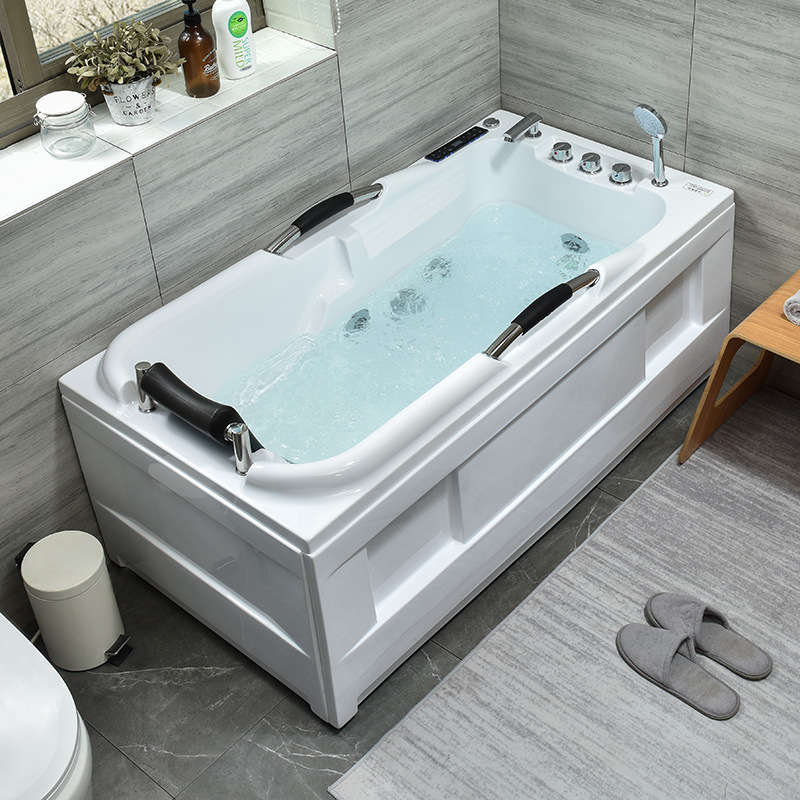 Wholesale Classic Bathtub for Home Use, Adult Whirlpool Massage Bathtub with Constant Temperature Heating, Small Apartment with Handrails, Cheap Bathtub