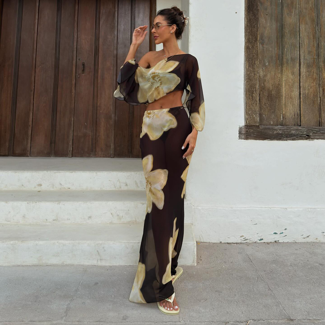 Damen Off-shoulder Oberteil Mit Rock Set Für Herbst Und Winter_voghion.com