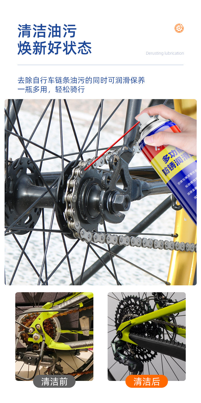 Pushi bolt loosening agent rust remover car window lubricant car door lock anti-rust rust removal loose spray