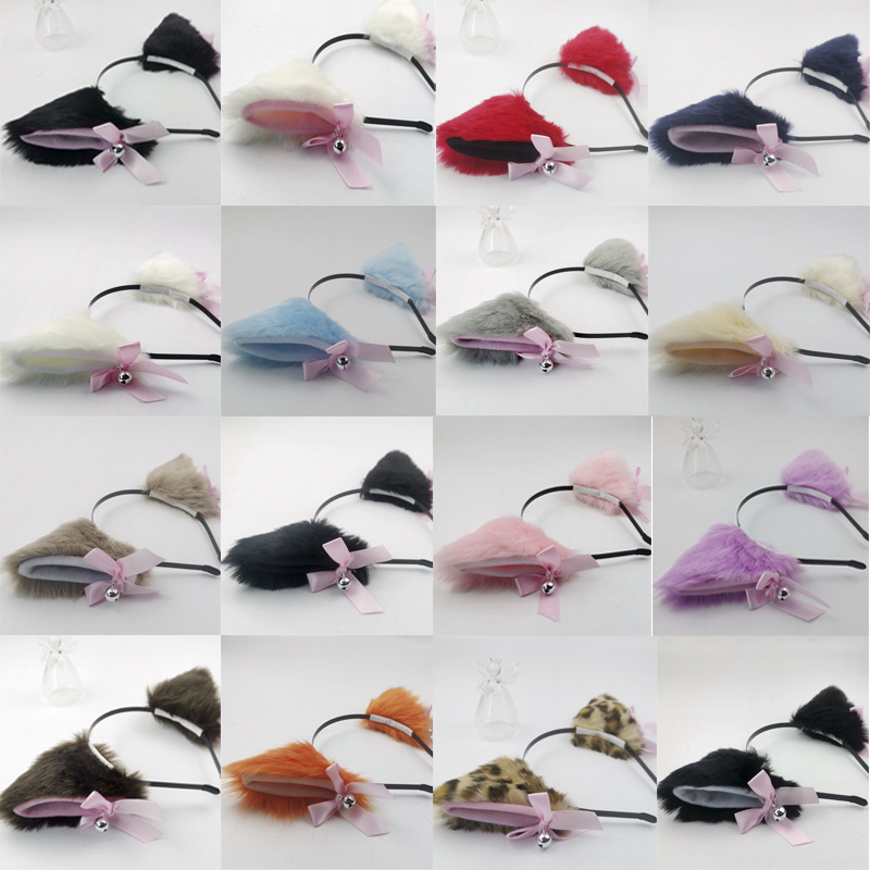 comic lovely Orecchiette Hair hoop Fox Head hoop Plush Hairpin Small bell bow Kitty Headdress