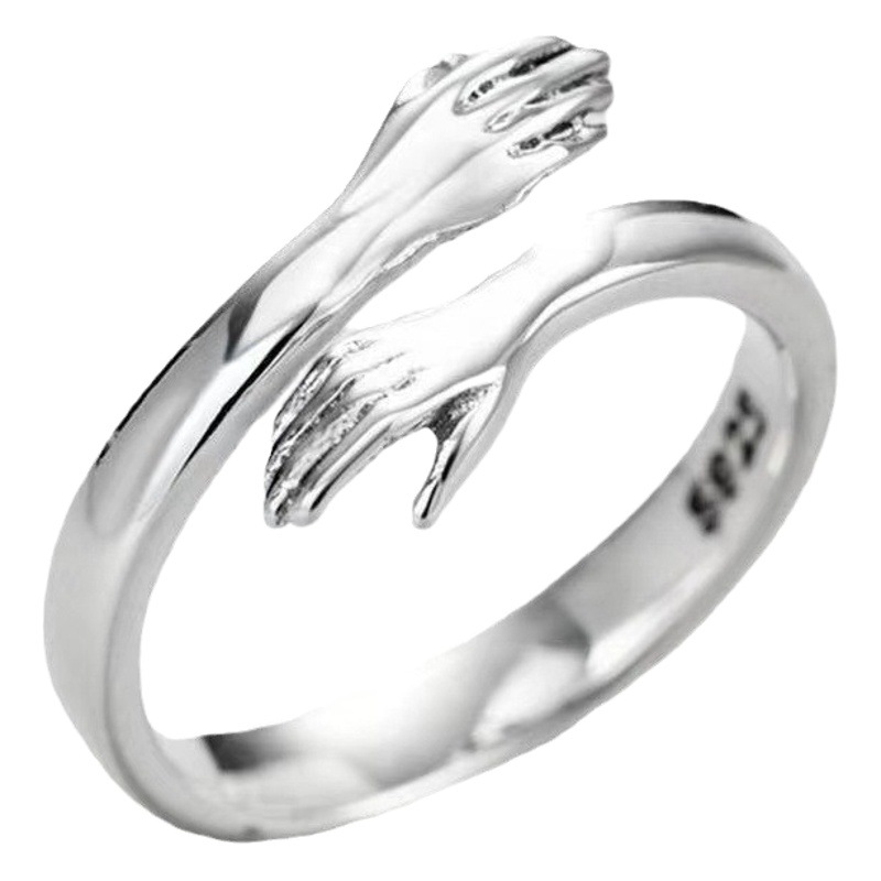 Yunjin estilo coreano de moda todo fósforo temperamento amor abrazo pareja anillo ajustable abierto fábrica en stock al por mayor