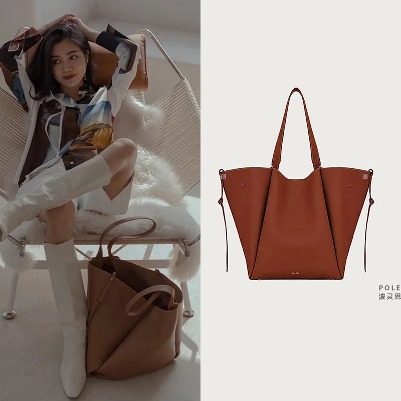 Polene New Tote Bag Polingen Shopping Bag French Niche Retro Design Single Shoulder Portable Changeable Underarm