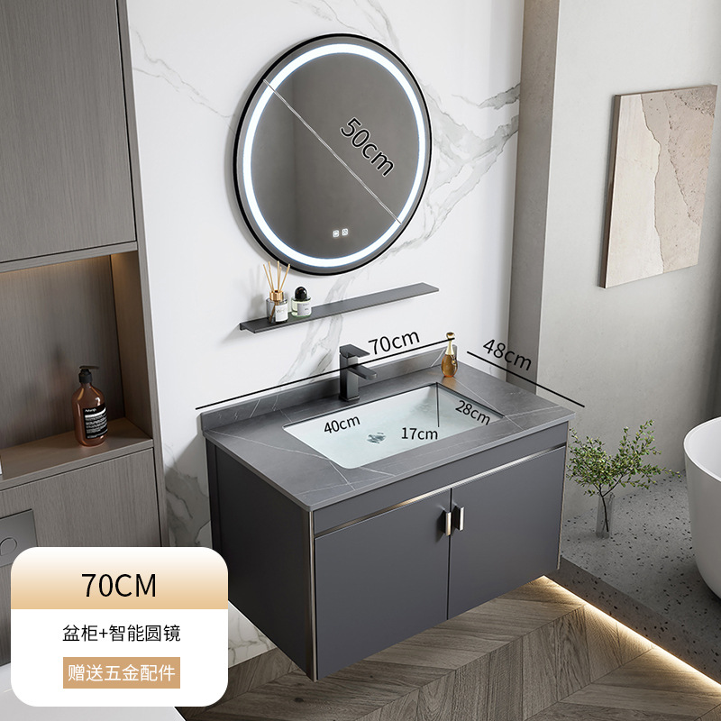 2024 nuevo espacio engrosado aluminio baño gabinete lavabo combinación baño lavabo piscina cerámica integrado