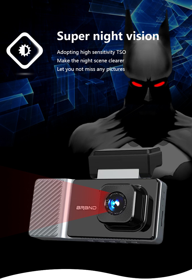 Cross-border new three-recording A8 driving recorder wifi mobile phone connection HD night vision three-lens wide-angle Cardvr
