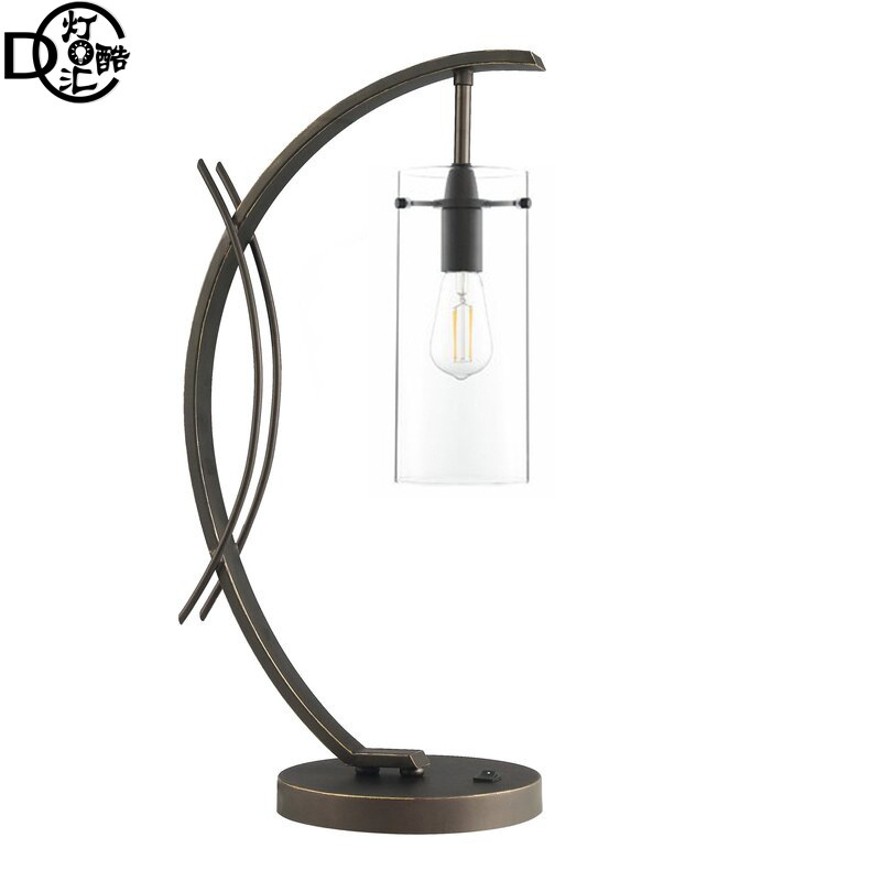 Amazon American industrial style table lamp bedside bedroom desk living room USB charging three-gear touch dimming lamp