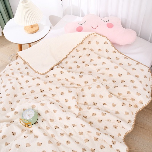4-layer pure cotton gauze lace blanket kindergarten baby nap blanket children's blanket newborn baby blanket towel quilt