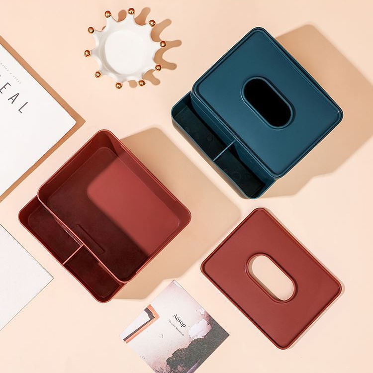 Rejilla de escritorio caja de pañuelos de plástico hogar función creativa caja de almacenamiento de control remoto simple sala de estar mesa de café caja de pañuelos