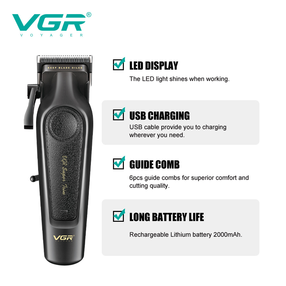 Electric Hair Clipper Salon Style Gradient Hair Trimmer Rechargeable for Home Use_voghion.com