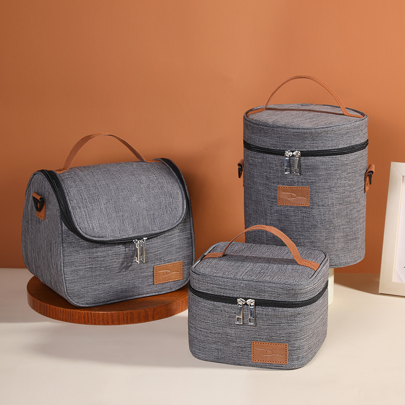 Bolsa de almuerzo redonda gruesa al por mayor, bolsa de almuerzo portátil para estudiantes de aislamiento térmico con arroz en el trabajo, bolsa de aislamiento de gran capacidad para exteriores